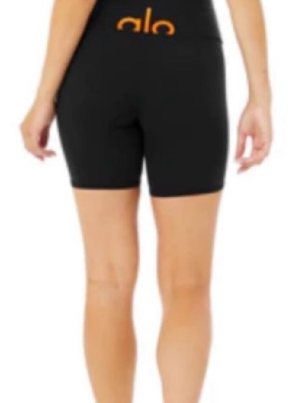 NWT Alo Yoga High Waist Spin Shorts Black Tangerine XXS Gym Running